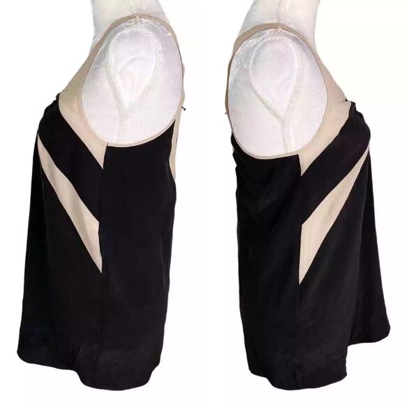 Faith Connexion Top Tank 4 Silk Black Beige Semi Sheer New - Picture 7 of 10